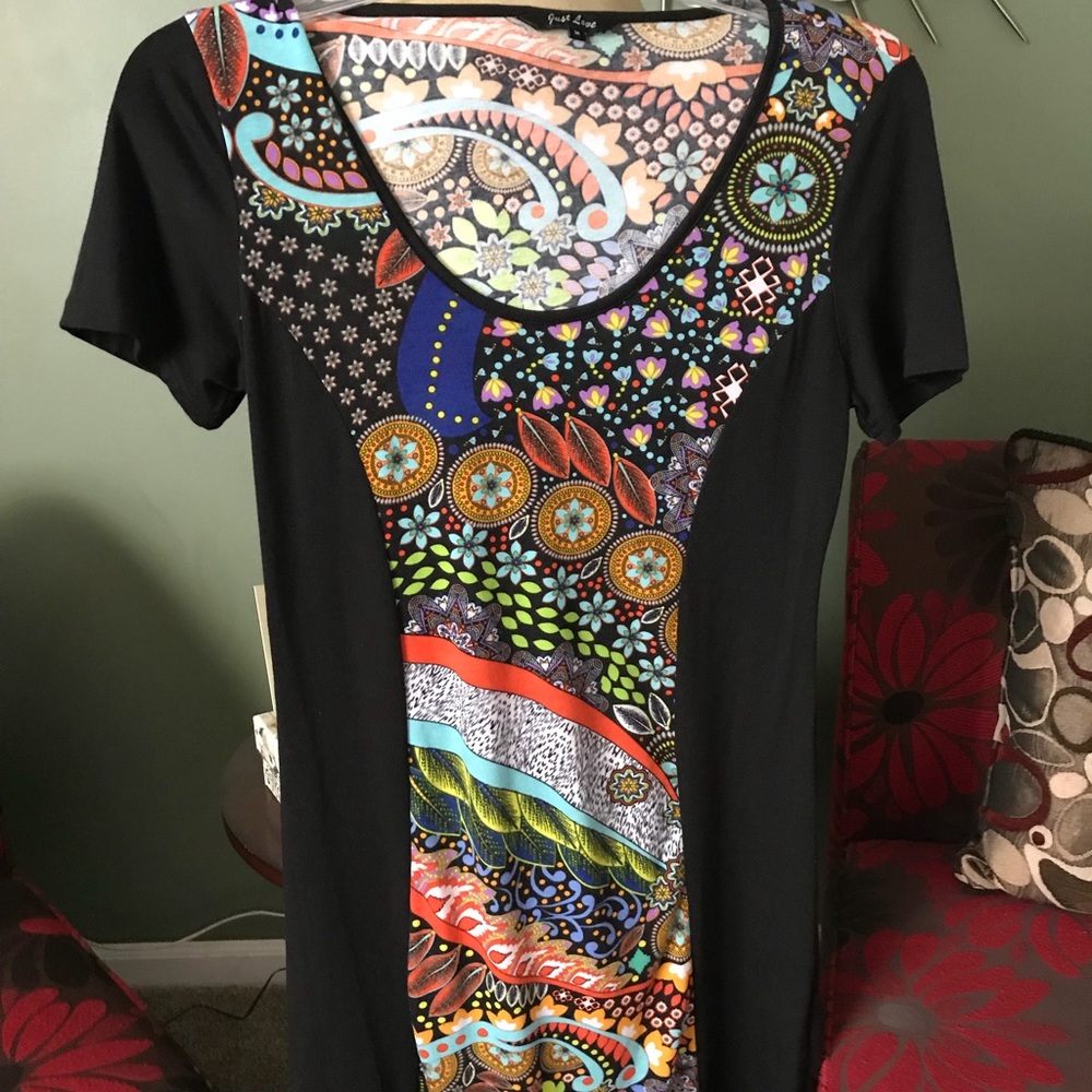 Knee length floral T shirt dress